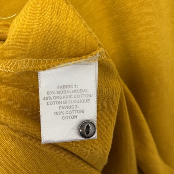 Kuhl Yellow Mustard Organic Blend Cotton 3/4 Sleeve Roll Up Tab Henley Shirt M - Picture 9 of 9